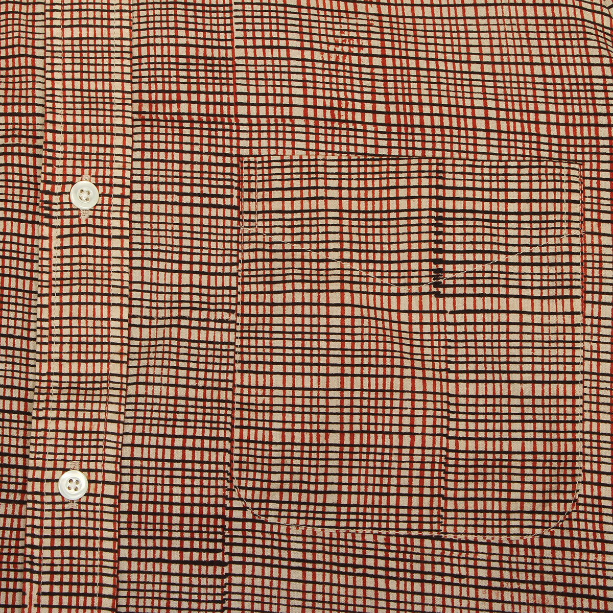 Pilgrim Surf Supply - Bubbie Block Printed Button Down Shirt
Color : Red