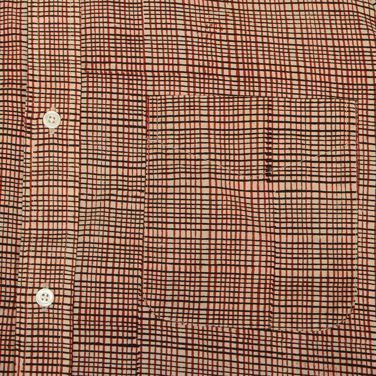 Pilgrim Surf Supply - Bubbie Block Printed Button Down Shirt
Color : Red
