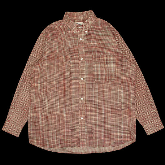 Pilgrim Surf Supply - Bubbie Block Printed Button Down Shirt
Color : Red