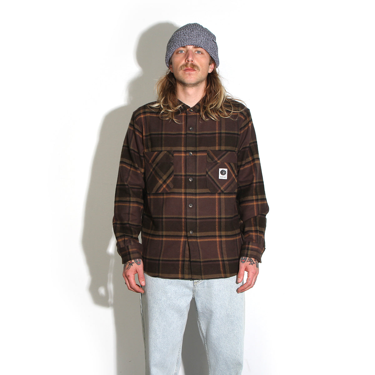 Polar | Mike L/S Flannel Shirt Color : Brown / Mauve