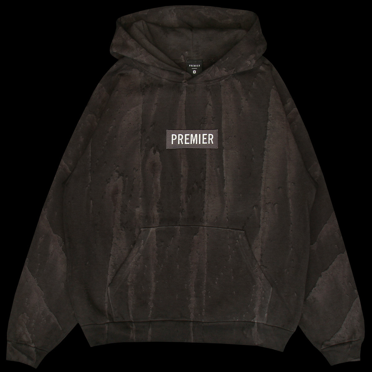 Premier | Drip Dyed Box Logo Hoodie
Color : Black