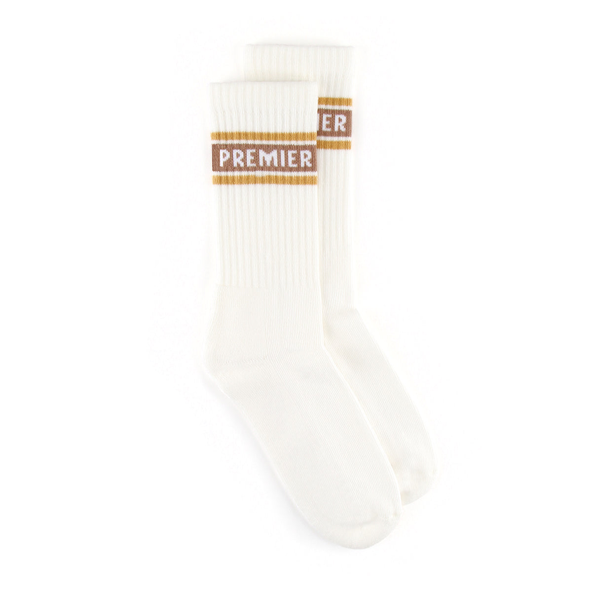 Premier Striped Crew Sock Cream / White