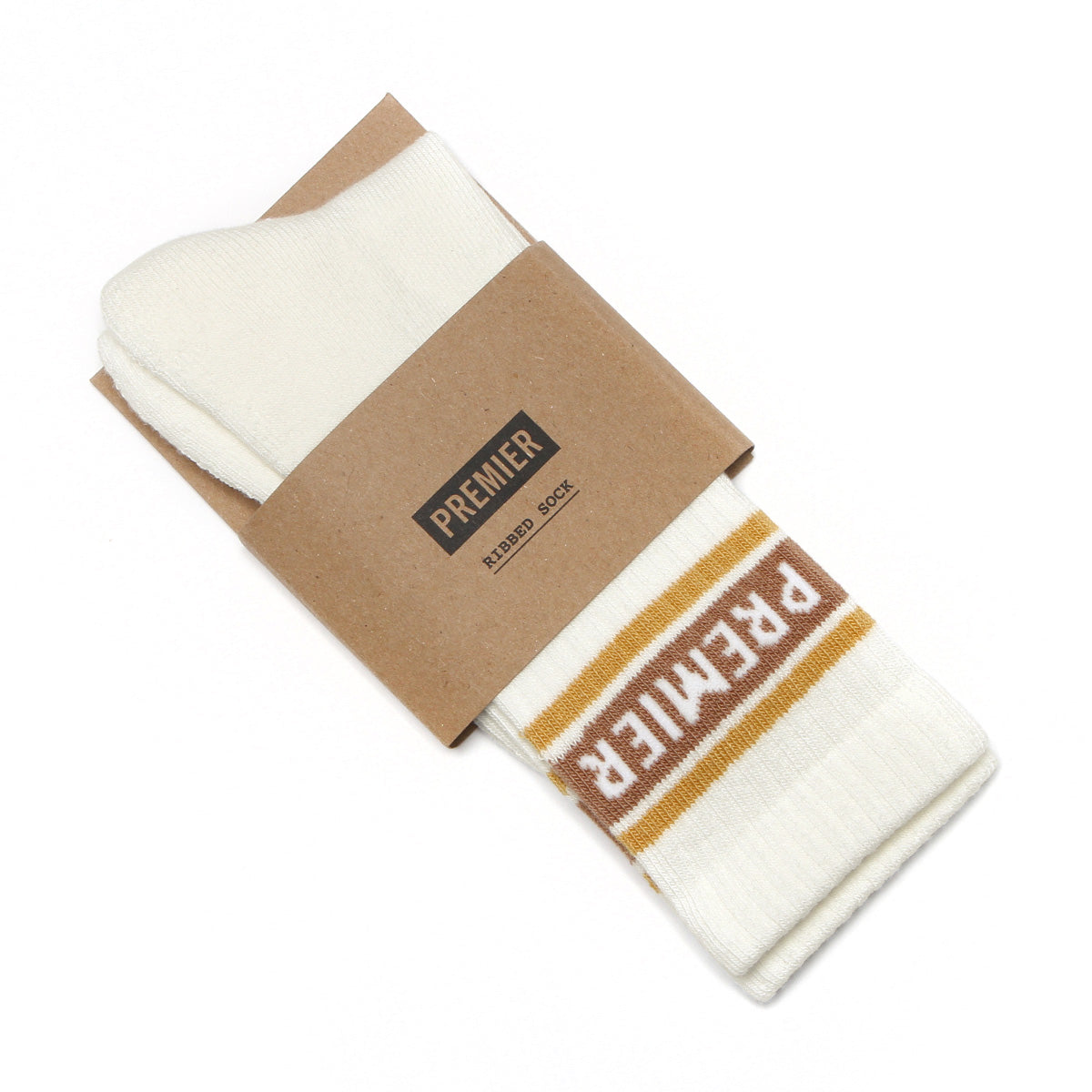 Premier Striped Crew Sock Cream / White