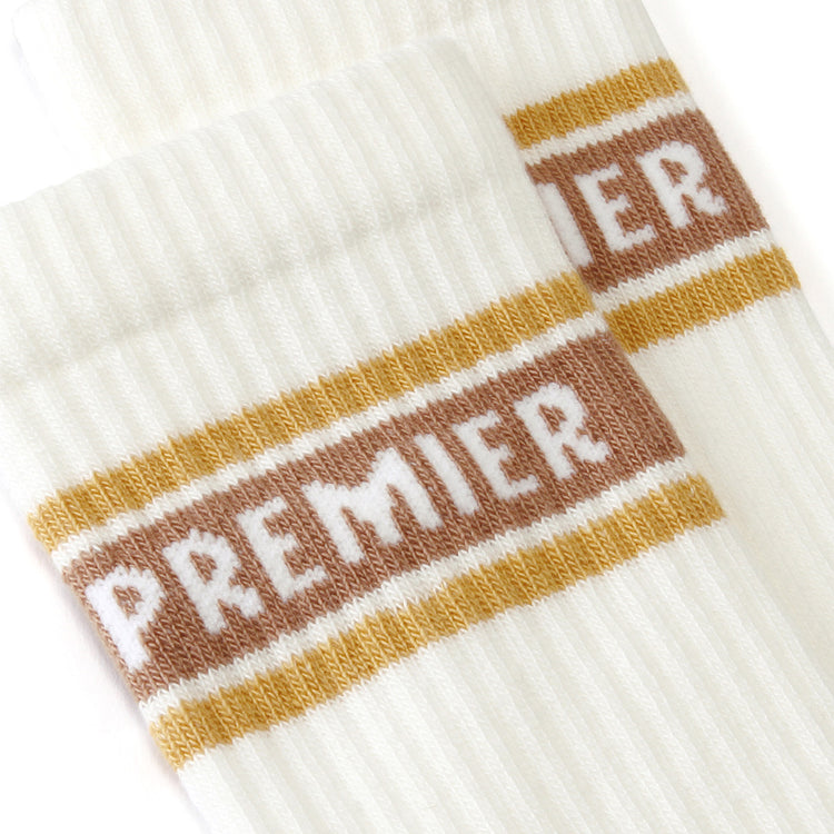 Premier Striped Crew Sock Cream / White