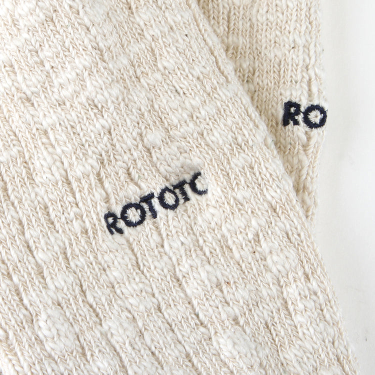 Rototo - Organic Cotton Slub Crew Sock
Style # R1634
Color : Ecru