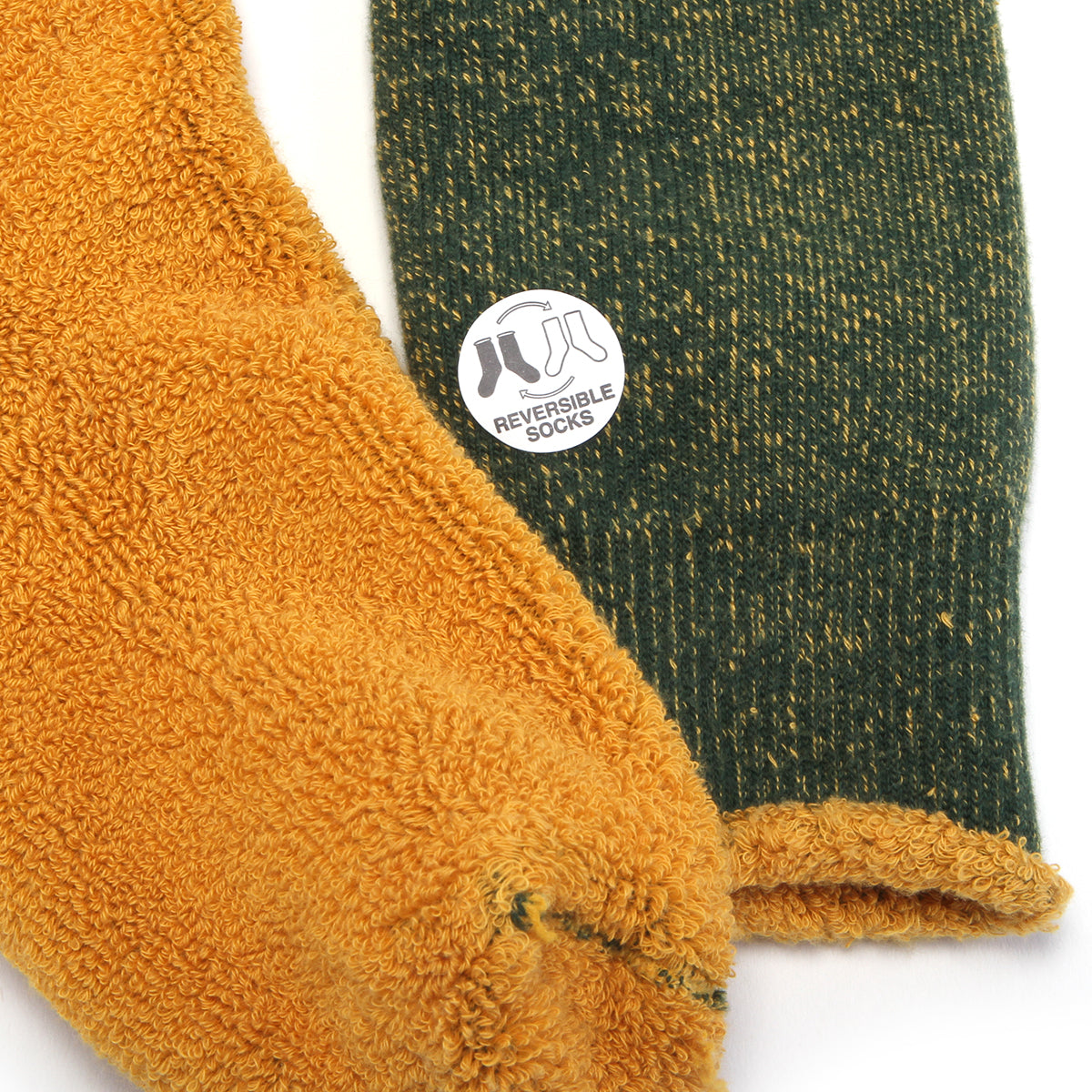 Rototo - Reversible Pile Sock
Style # R1612
Color : Ivy Green / Dark Yellow