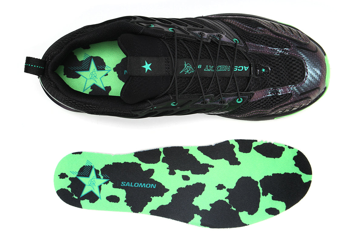 Salomon - ACS Nexxt The Green Star By Feid
Style # L45506800
Color : Black / Bright Green / Green Gecko