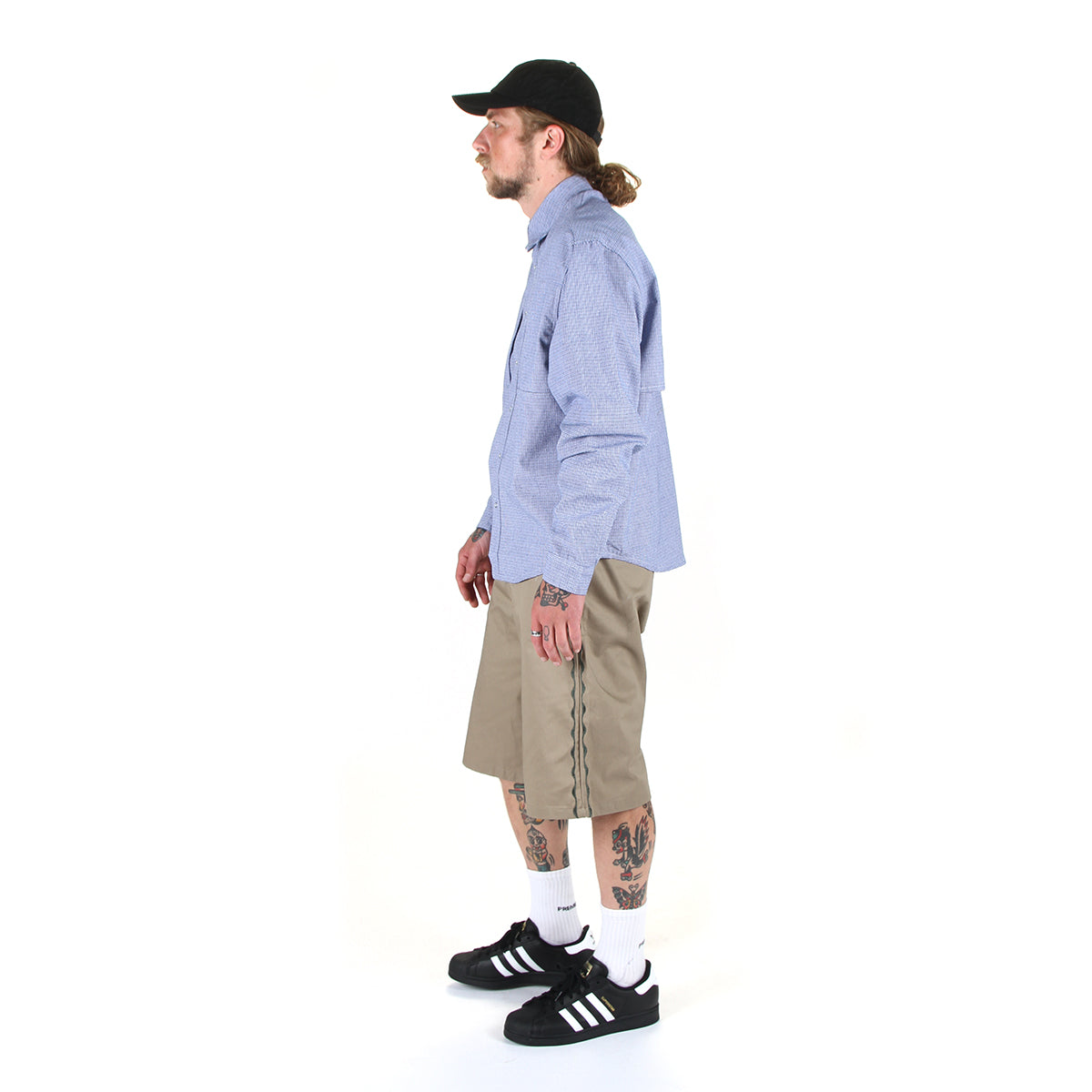 Sex Hippies - Spring Shacket
Color : White / Black / Royal Houndstooth
Sex Hippies - Welder's Stitch Work Shorts
Color : Tan / Forest