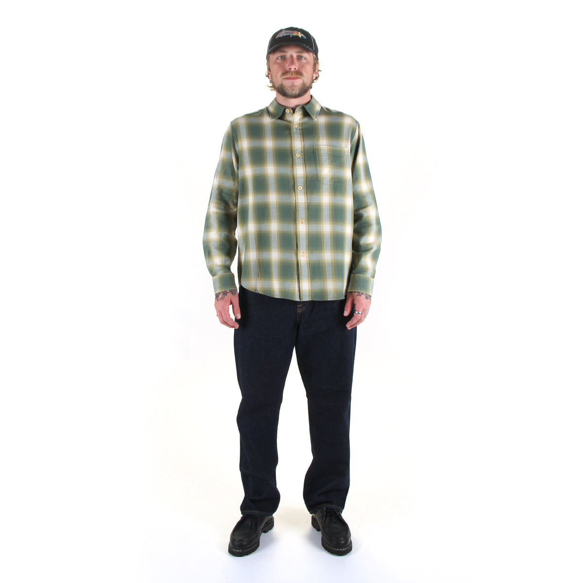 Stussy - Beach Ombre Plaid Shirt
Style # 1110391
Color : Green