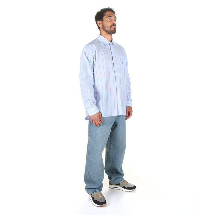 Stussy | Classic Striped L/S Shirt Style # 1110317 Color : Light Blue