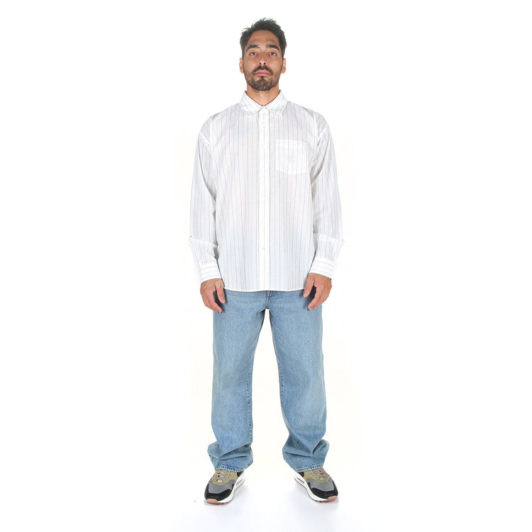 Stussy | Classic Striped L/S Shirt Style # 1110317 Color : White