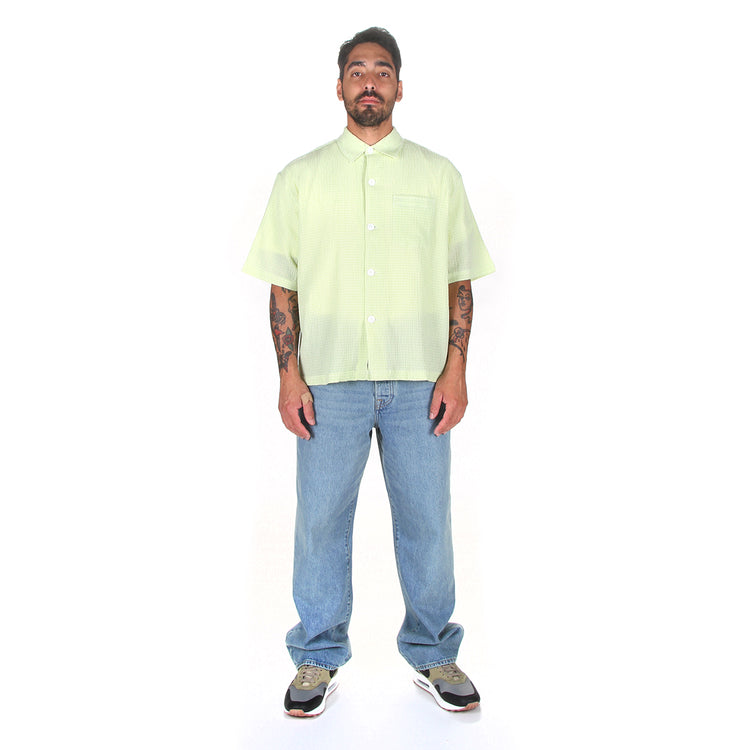 Stussy | Flat Bottom Crinkled Shirt Style # 1110324 Color : Lime