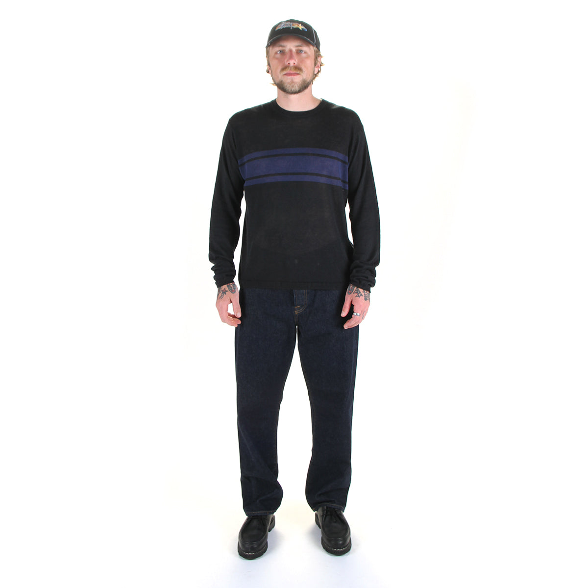 Stussy - Lightweight Striped Sweater
Style # 117297
Color : Black