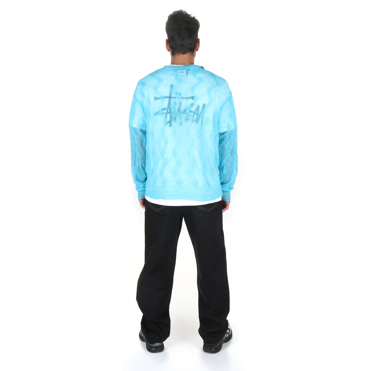 Stussy | Loose Knit Cross Cable Sweater Style # 117241 Color : Cyan