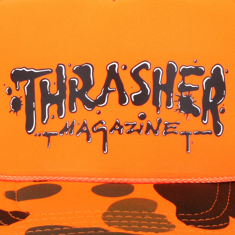 Thrasher - Wet Paint Trucker Hat
Color : Orange Camo