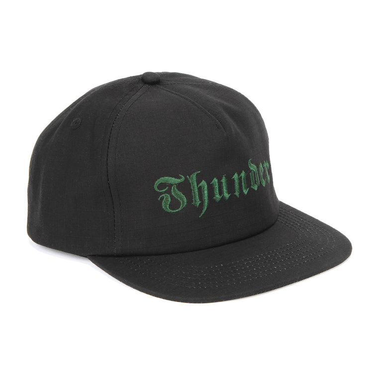 Thunder | Script Snapback Hat Black / Dark Green