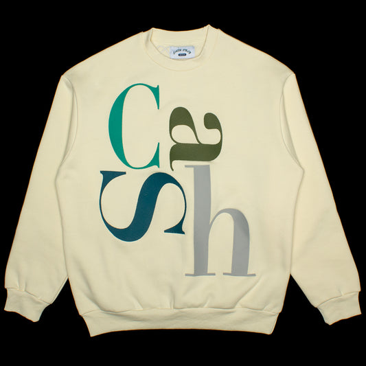 Cash Only Big Letter Crewneck Sweatshirt  Cream