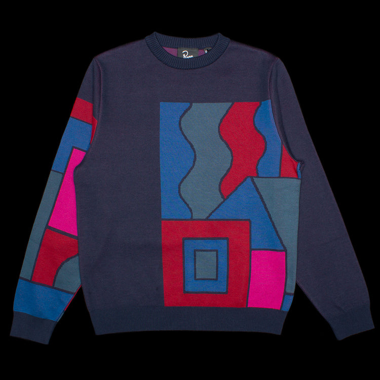 by Parra Blocked Landscape Knitted Pullover  Navy