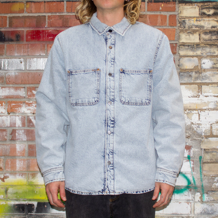 Stussy Sherpa Lined Denim Shirt Style # 1110244  Color : Stone Wash