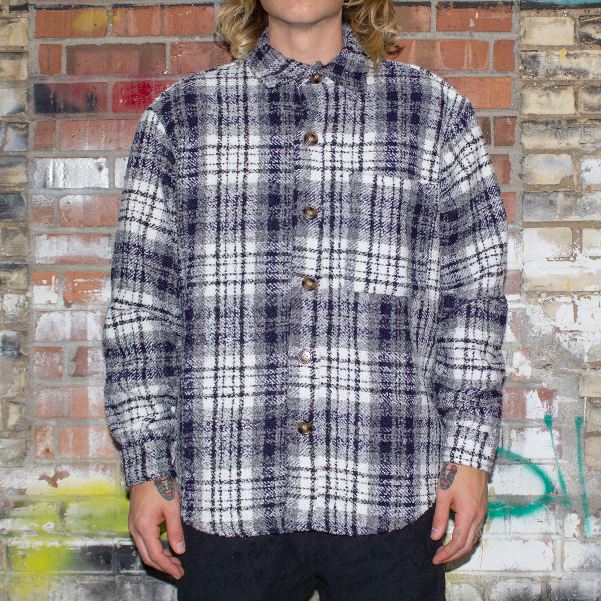Fucking Awesome Heavy Flannel Overshirt : Navy / White