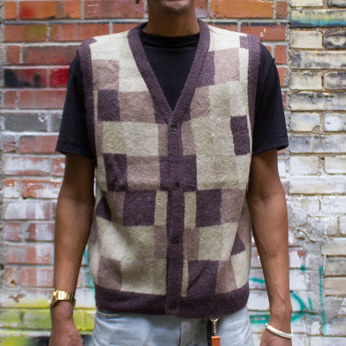 Wobbly Check Sweater Vest
