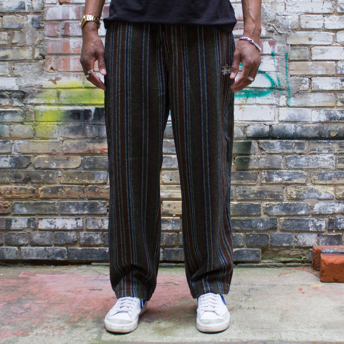 STUSSY WOOL STRIPED RELAXED PANT-