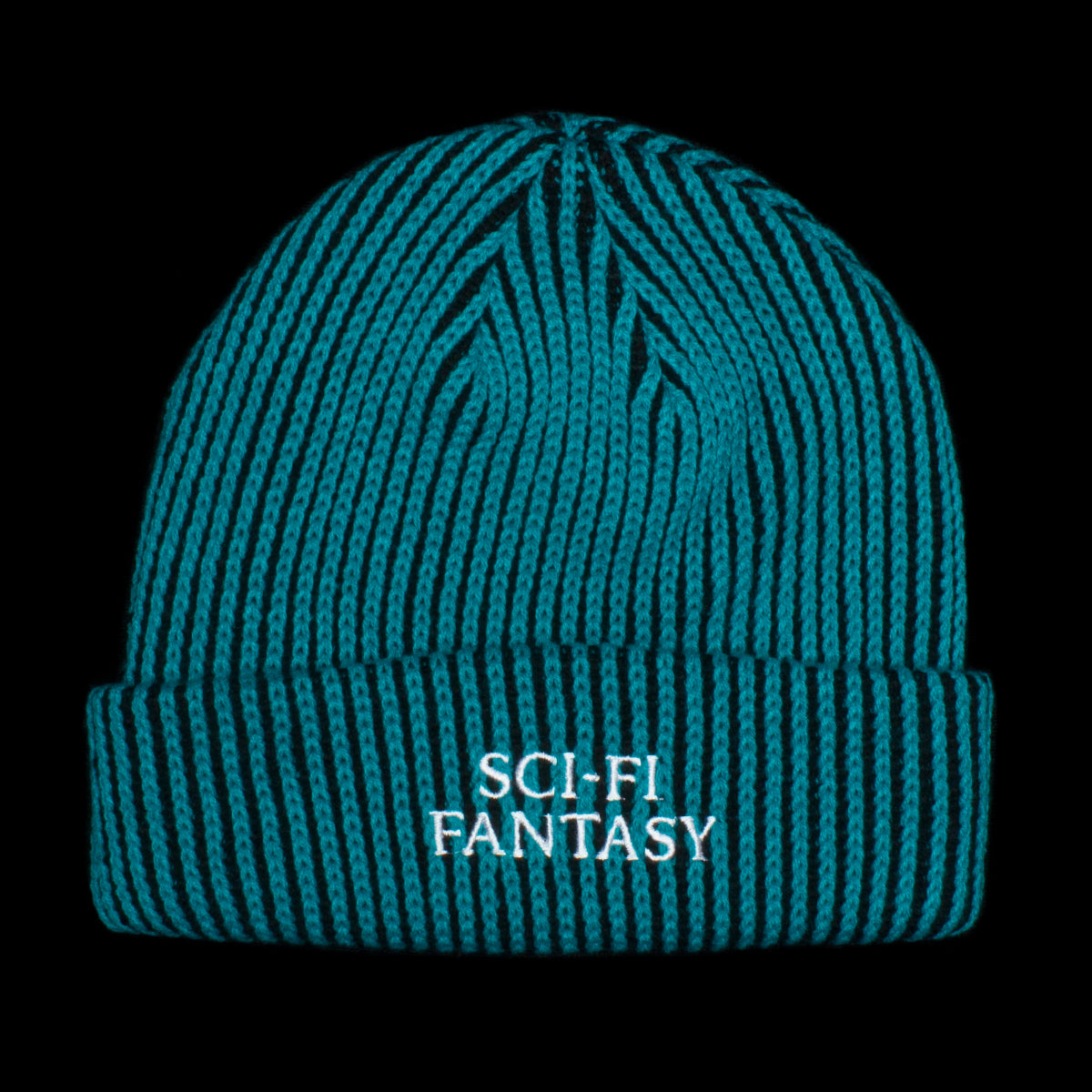 Sci-Fi Fantasy Logo Beanie : Aqua / Black