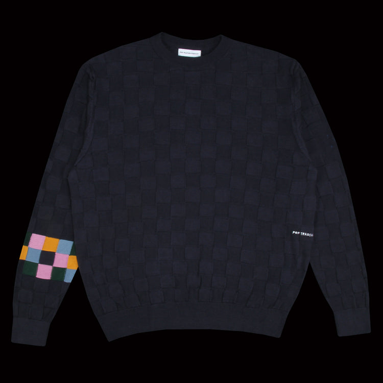 Checked Panel Knitted Crewneck