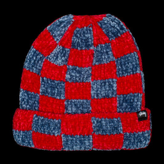 Stussy Crochet Checkered Beanie : Red