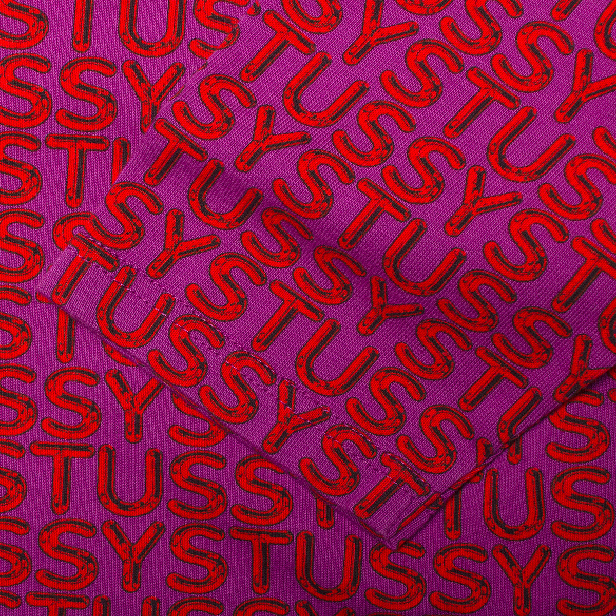 Stussy Letter Stripe L/S Crew : Berry