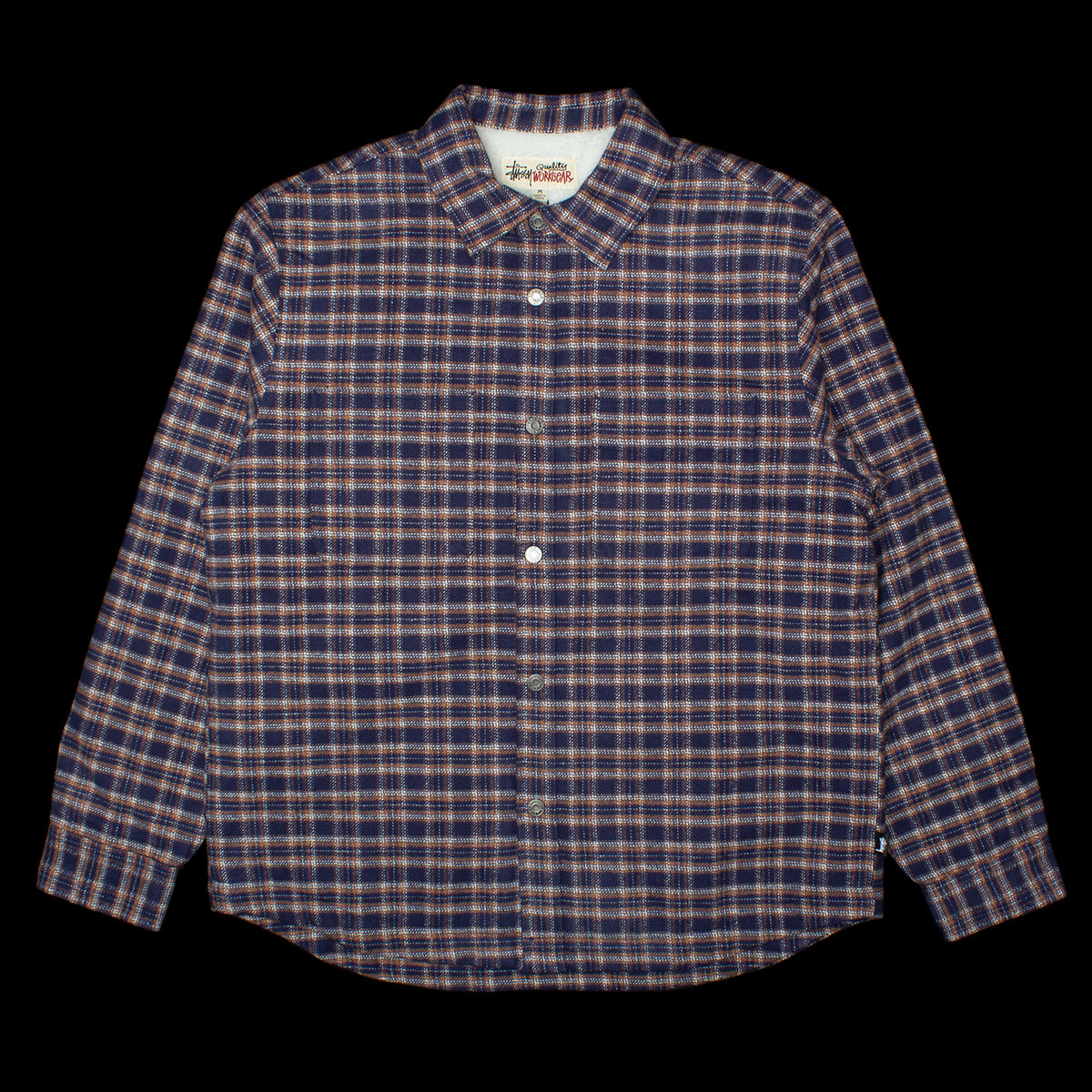 Stussy Sherpa Lined Plaid Shirt : Navy