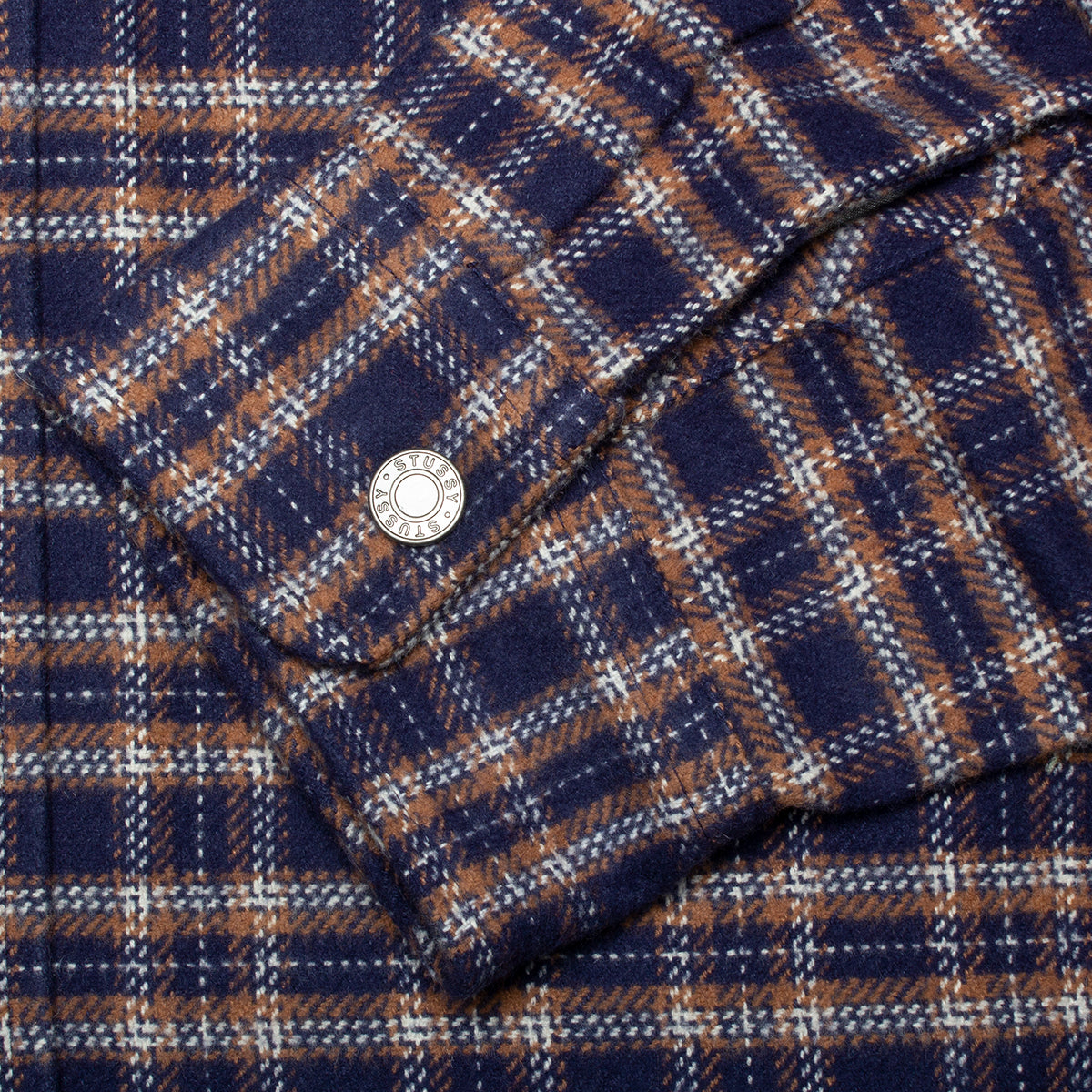 Stussy Sherpa Lined Plaid Shirt : Navy