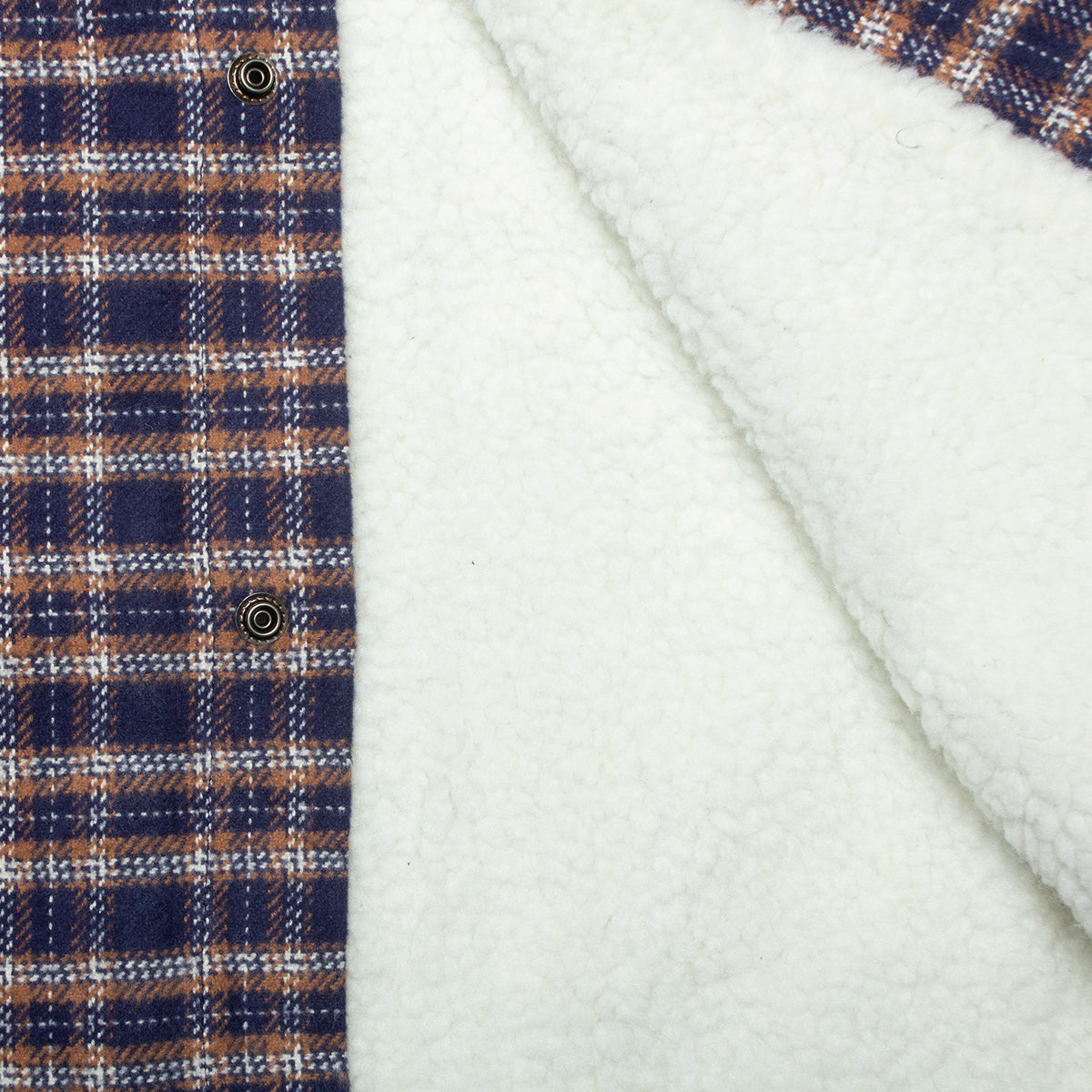 Stussy Sherpa Lined Plaid Shirt : Navy