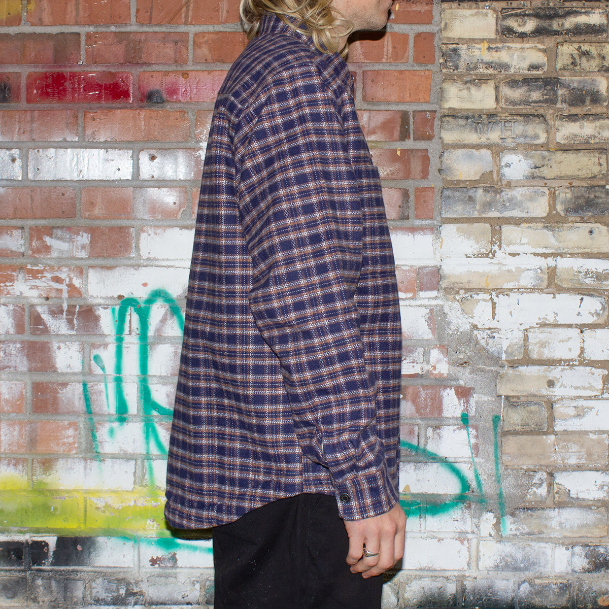 Stussy Sherpa Lined Plaid Shirt : Navy