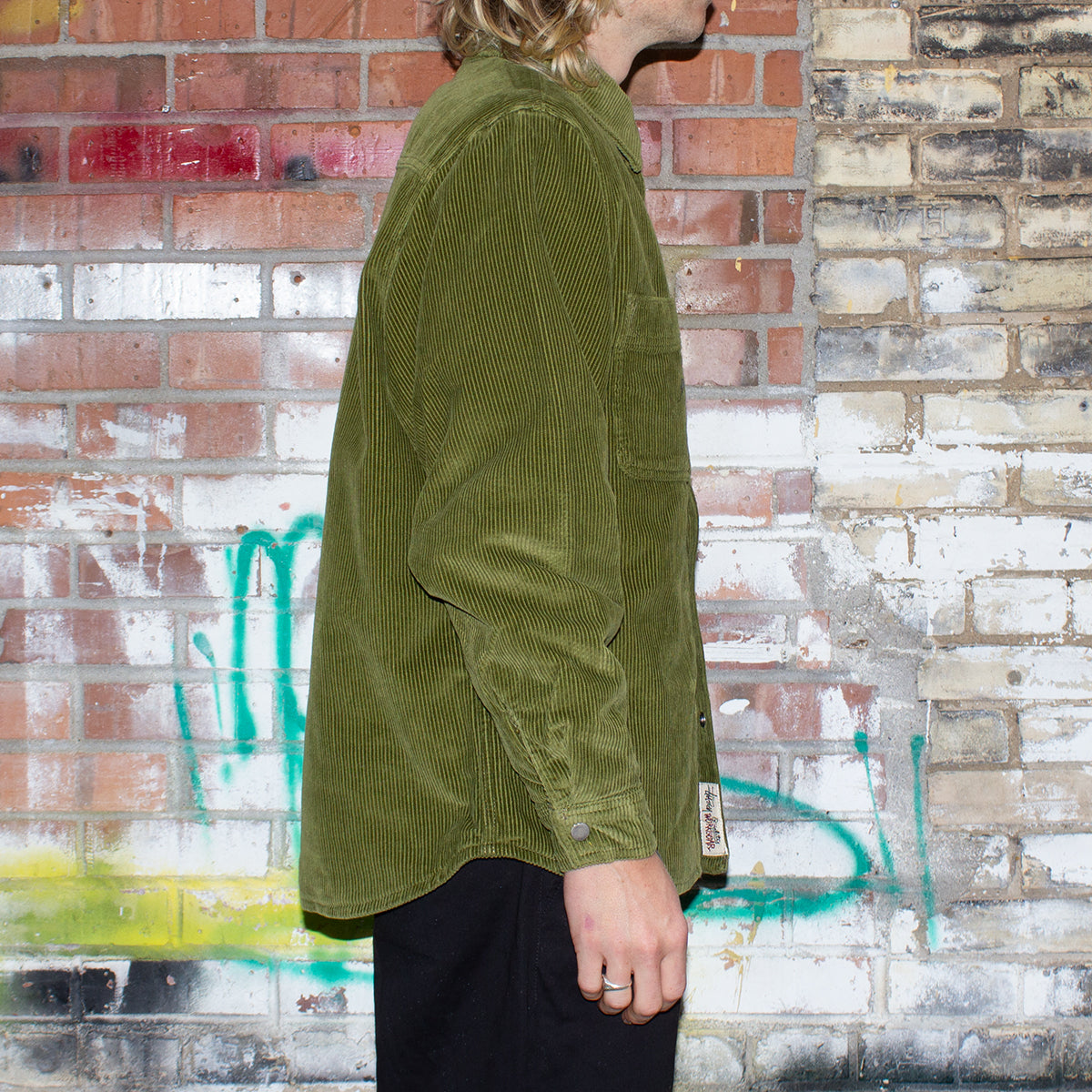 Stussy Cord Quilted Overshirt : Olive