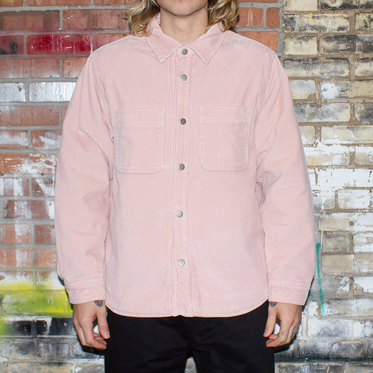Stussy Cord Quilted Overshirt : Washed Pink