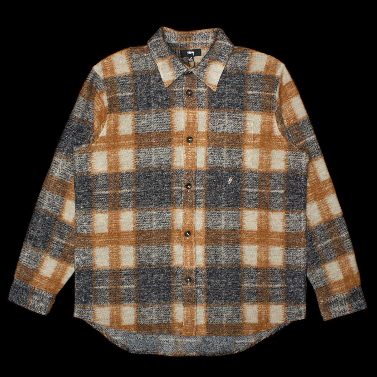 Stussy Plaid Knit Shirt : Navy