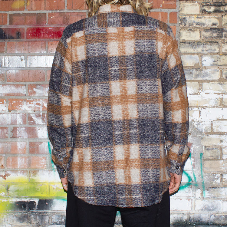 Stussy Plaid Knit Shirt : Navy