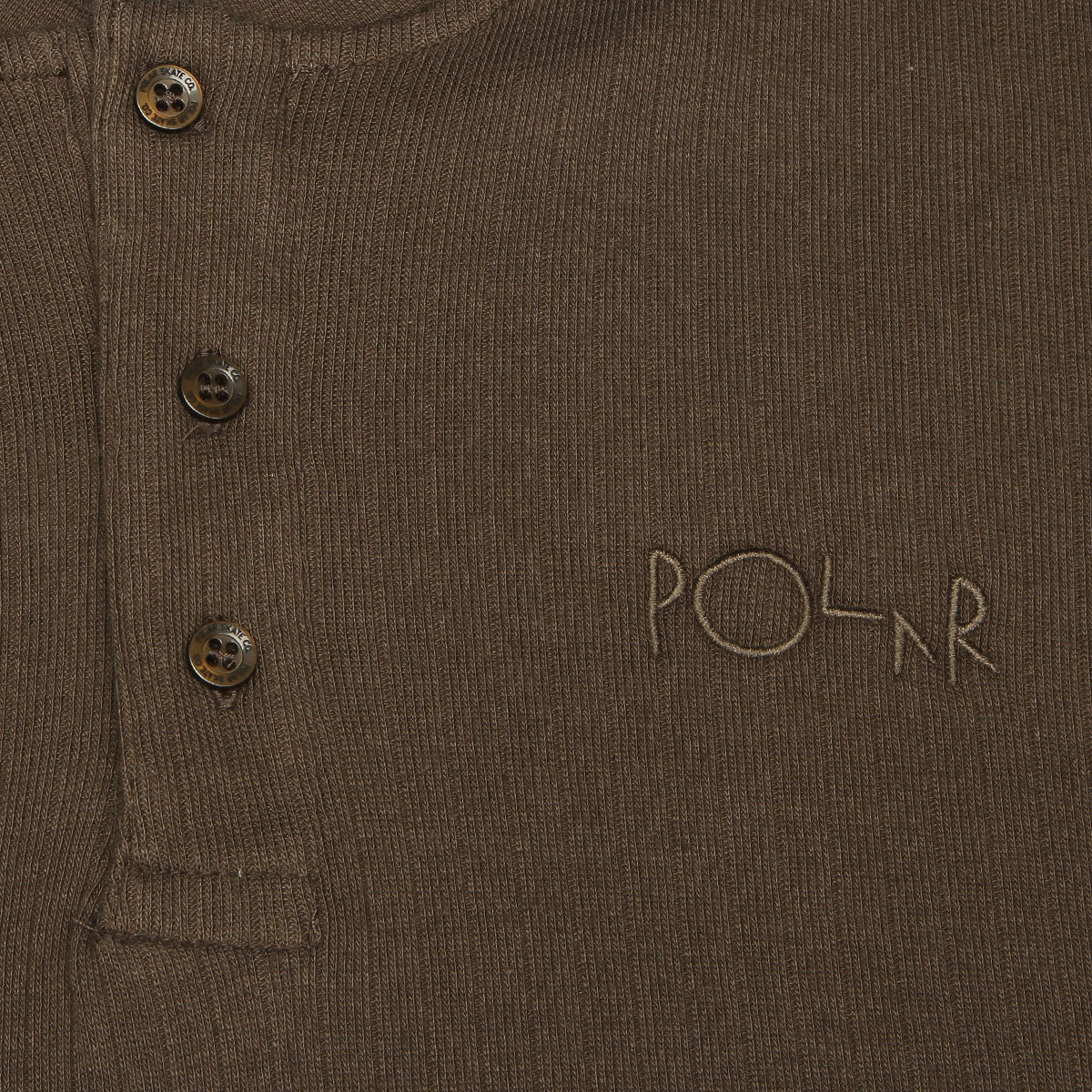 Polar Rib Henley L/S T-Shirt - Brown