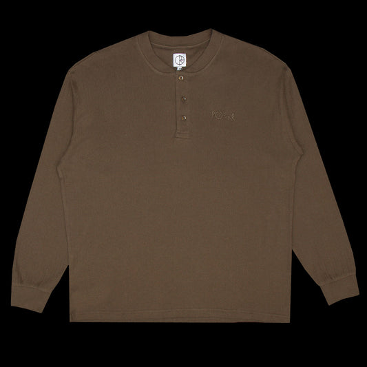 Polar Rib Henley L/S T-Shirt - Brown