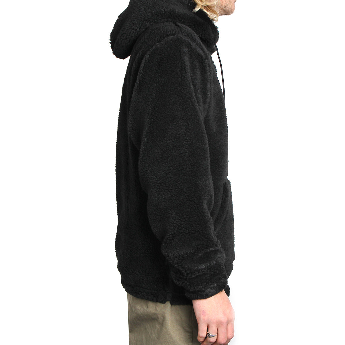 By Parra Mirrored Flag Logo Polar Fleece Hooded Pullover : Black