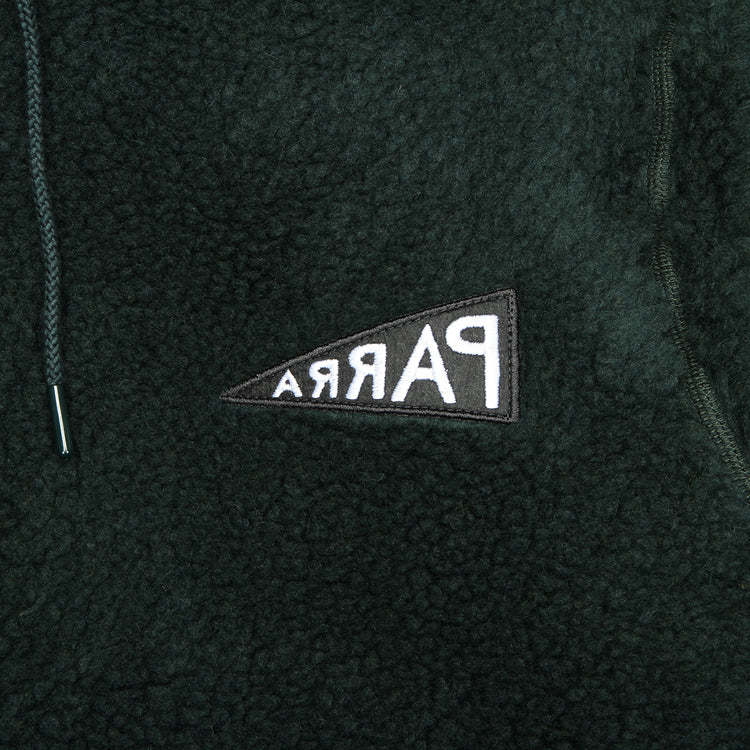 By Parra Mirrored Flag Logo Polar Fleece Hooded Pullover - Pine Green