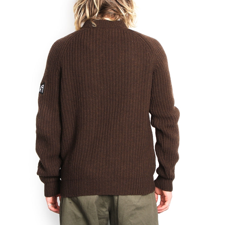 By Parra Mirrored Flag Logo Knitted Pullover : Chocolate