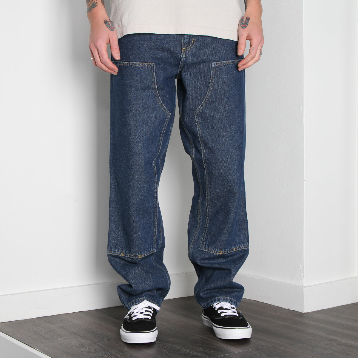 Carhartt WIP Double Knee Pant : Blue (Stone Washed)