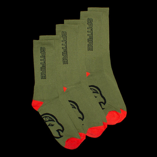 Spitfire Classic 87 Sock (3-Pack)  Olive / Red / Black