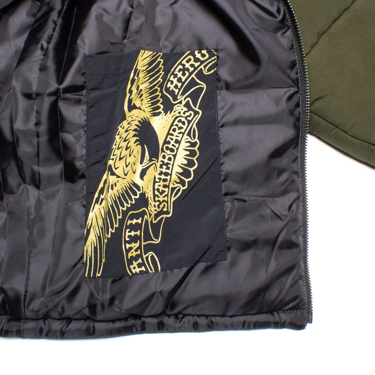 Anti Hero Basic Eagle Quilted Jacket  Olive