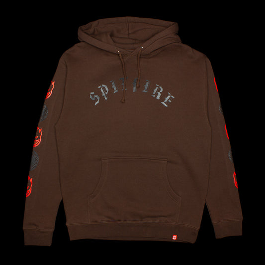 Spitfire Old E Bighead Combo Hoodie Brown / Black / Red 