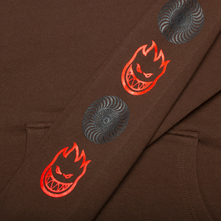 Spitfire Old E Bighead Combo Hoodie Brown / Black / Red  Edit alt text