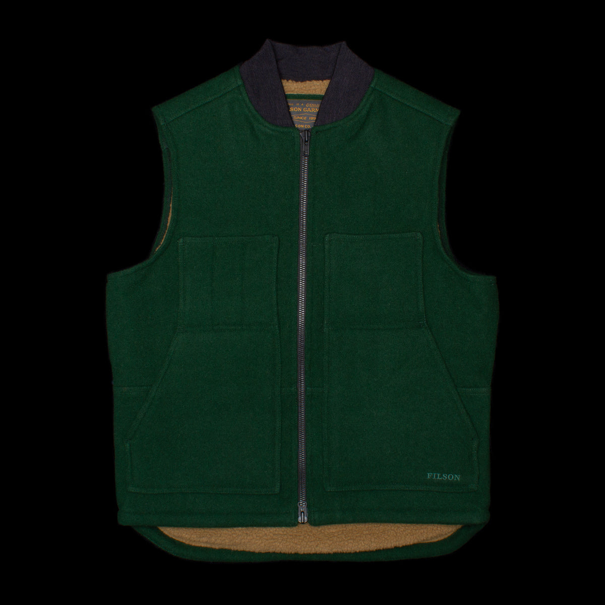 Filson Lined Mackinaw Wool Work Vest  Dark Spruce