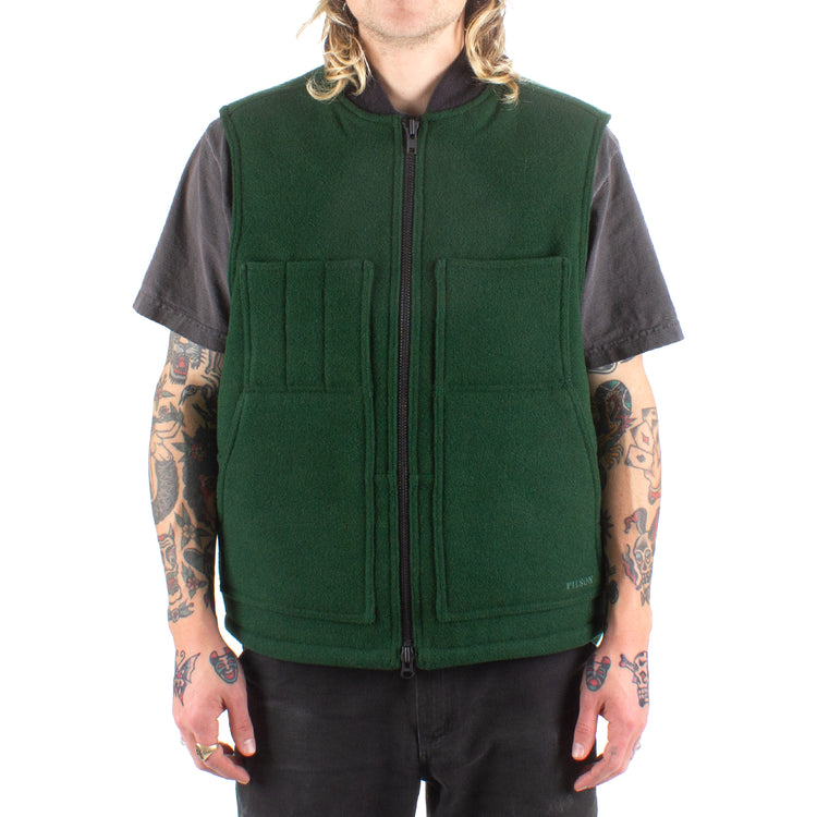 Filson Lined Mackinaw Wool Work Vest Dark Spruce  Edit alt text